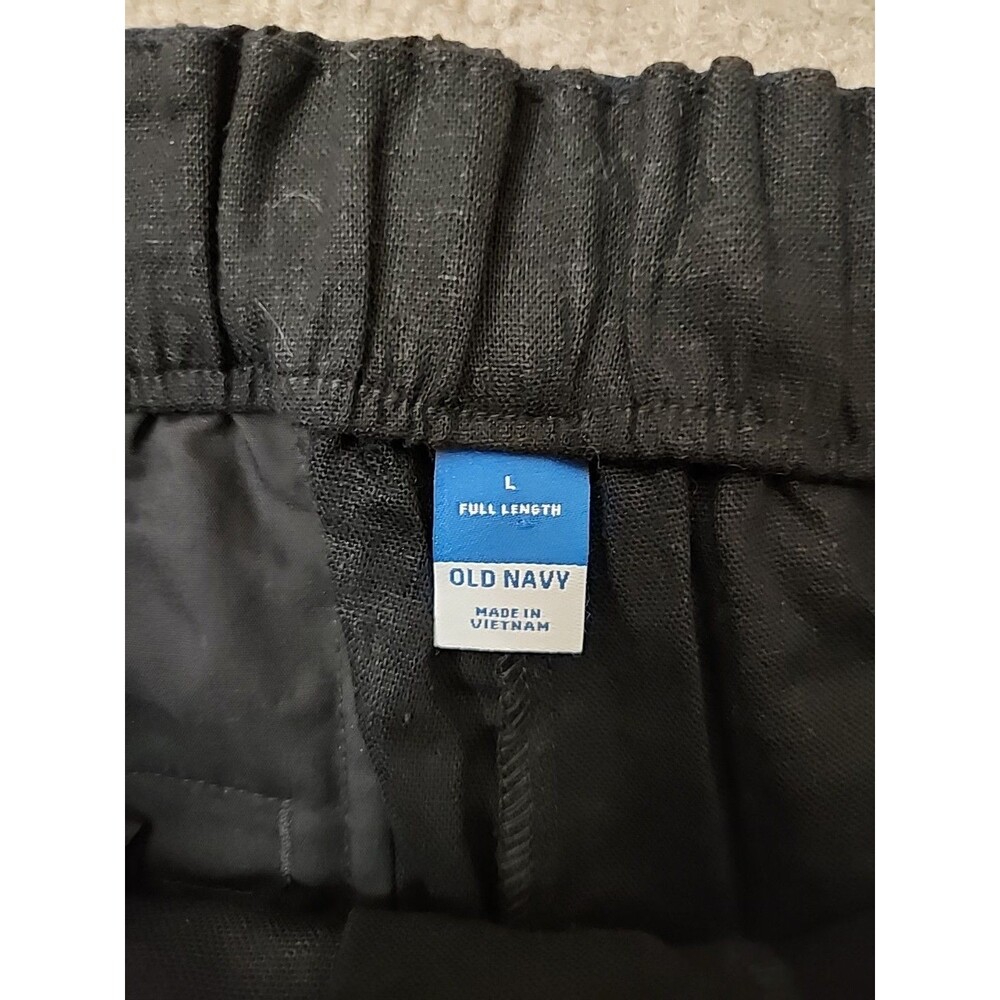 Old Navy Taylor Wide Leg Trouser Pants Women L Black Linen Blend Pleated NEW - Picture 7 of 9